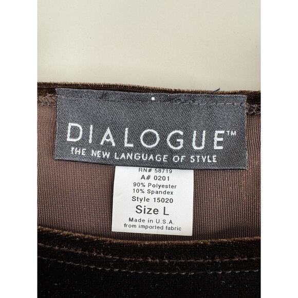 Vintage Dialogue Brown Velvet Long Sleeve Top Women’s L Stretch 90s Neutral Fall - Picture 2 of 7